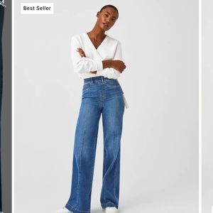Spanx, seamed Front Wide Leg Jeans, Vintage Indigo